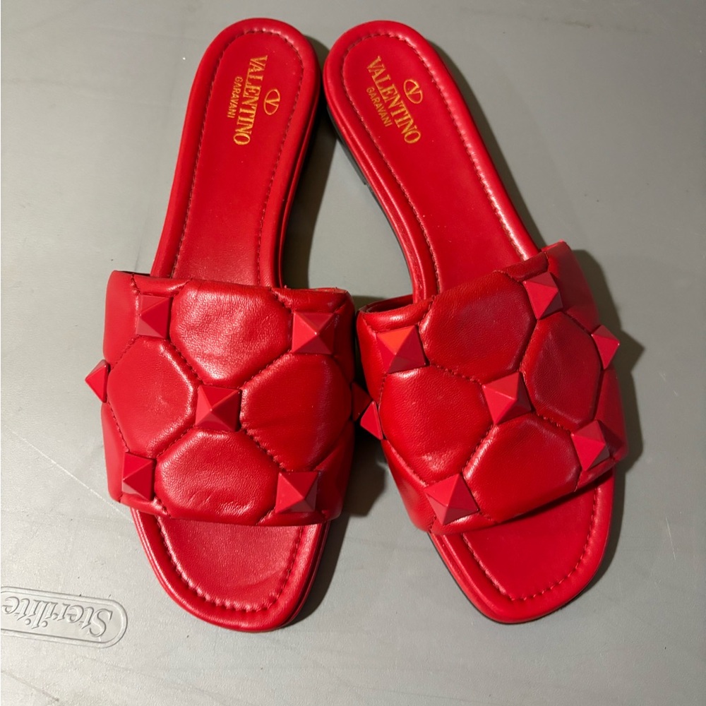 Valentino Red Glossy Sandals with Padded Footbed